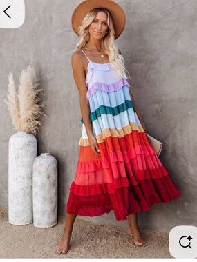 NWT Vici dolls Storia Lavender-to-Magenta Tiered Ruffle Sundress